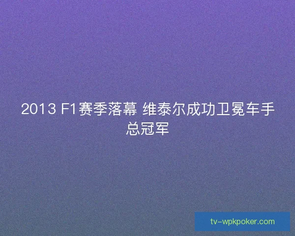 2013 F1赛季落幕 维泰尔成功卫冕车手总冠军
